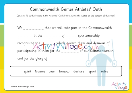 Commonwealth Games 2022 Athletes' Oath cloze