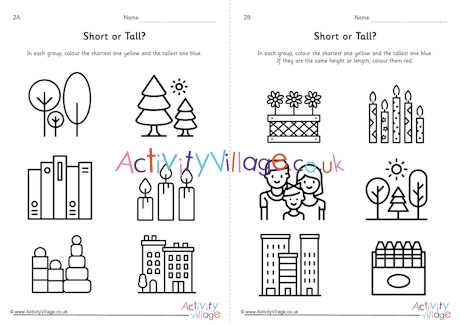 Comparing height worksheets set 2 