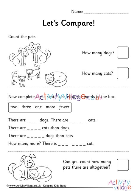 Comparing Numbers 1 To 10 Pets