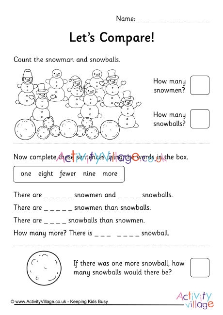 Comparing Numbers 1 To 10 Winter