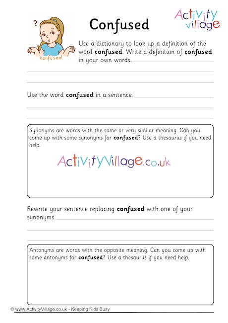 Confused Vocabulary Worksheet