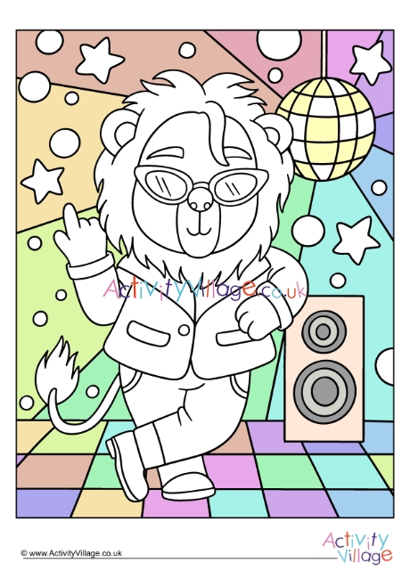 Cool lion colour pop colouring page