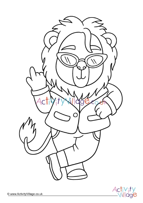 Cool lion colouring page 1
