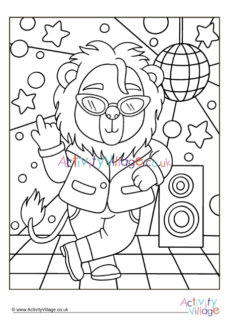Cool lion colouring page 2