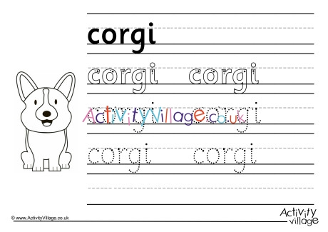 Corgi Handwriting Worksheet