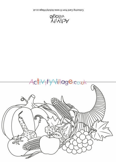 Cornucopia Colouring Card