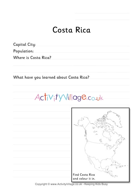 Costa Rica Worksheet