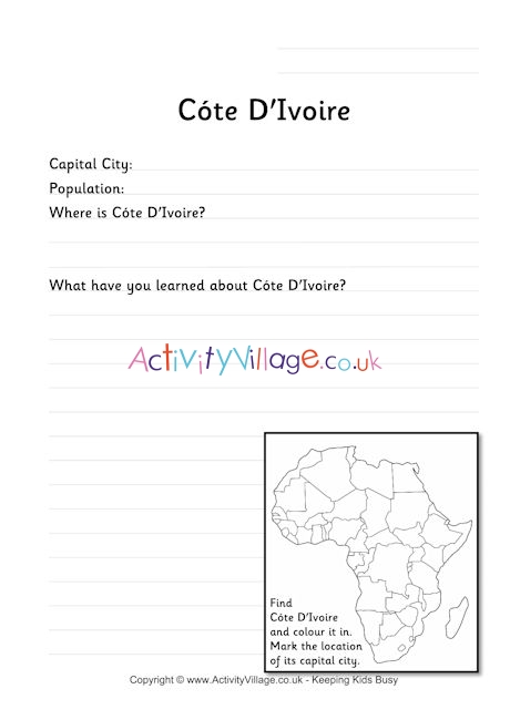 Cote D'Ivoire worksheet