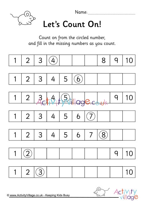 Count on worksheet 2