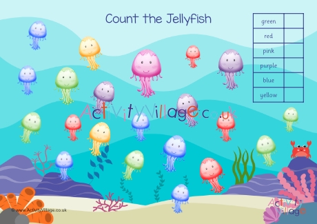 Count the jellyfish worksheet