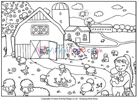 Count the lambs puzzle and colouring page