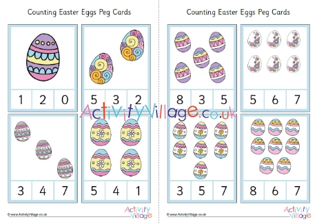 Counting Easter eggs peg cards