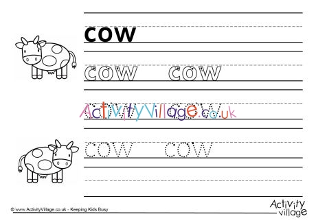 Cow Handwriting Worksheet