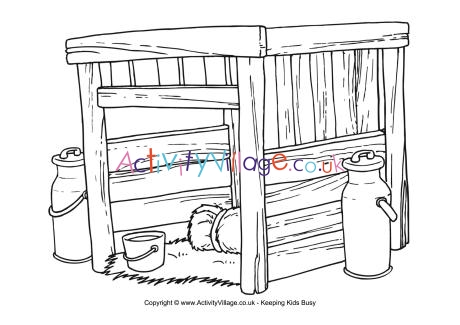 Cow Shed Colouring Page