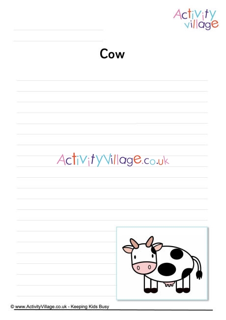 Cow Writing Page