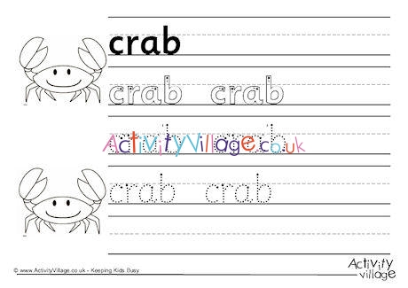 Crab Handwriting Worksheet