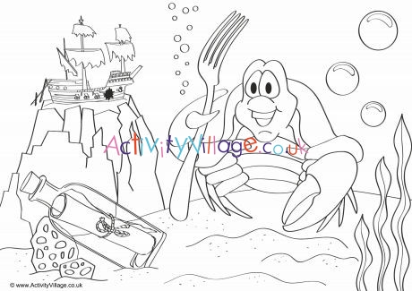 Crab Scene Colouring Page