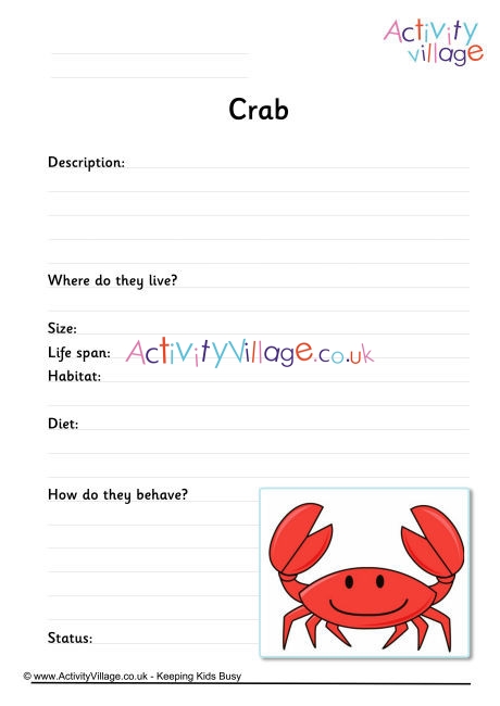 Crab Worksheet