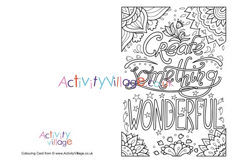 Create something wonderful colouring card