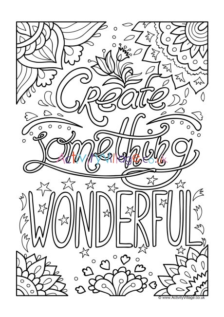 Create something wonderful colouring page