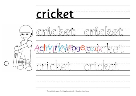 Cricket handwriting worksheet