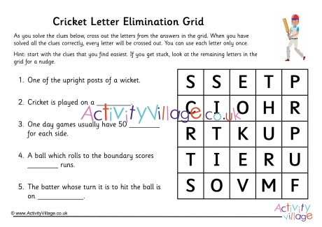 Cricket Letter Elimination Grid