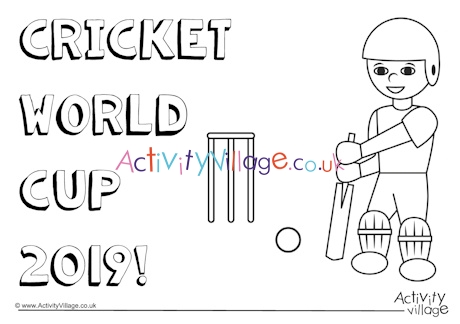 Cricket World Cup 2019 colouring page