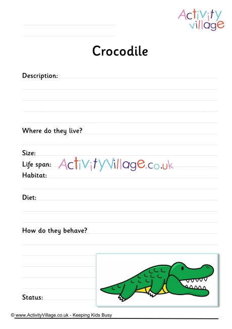 Crocodile Worksheet
