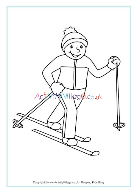 Cross Country Skiing Colouring Page