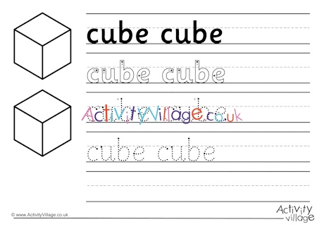 Cube handwriting worksheet