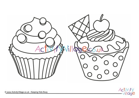 Cupcakes colouring page 1