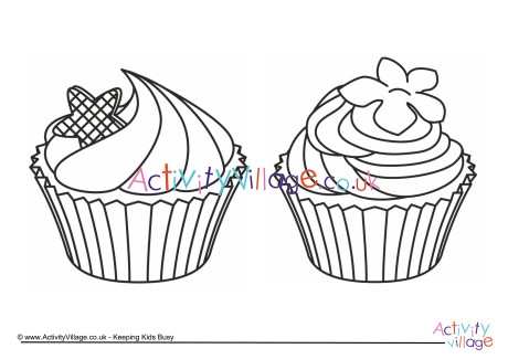Cupcakes colouring page 2