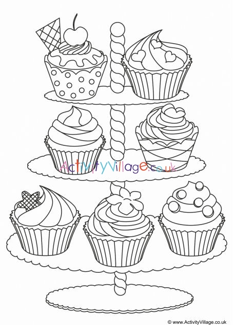 Cupcakes Colouring Page 4