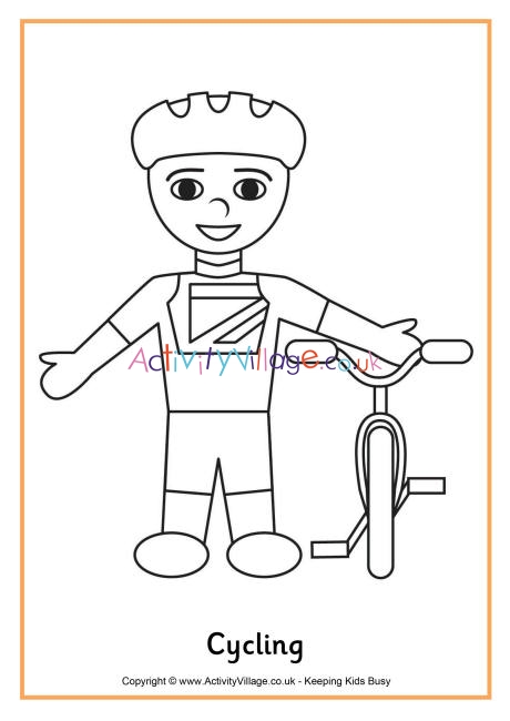Cycling colouring page