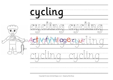 Cycling handwriting worksheet