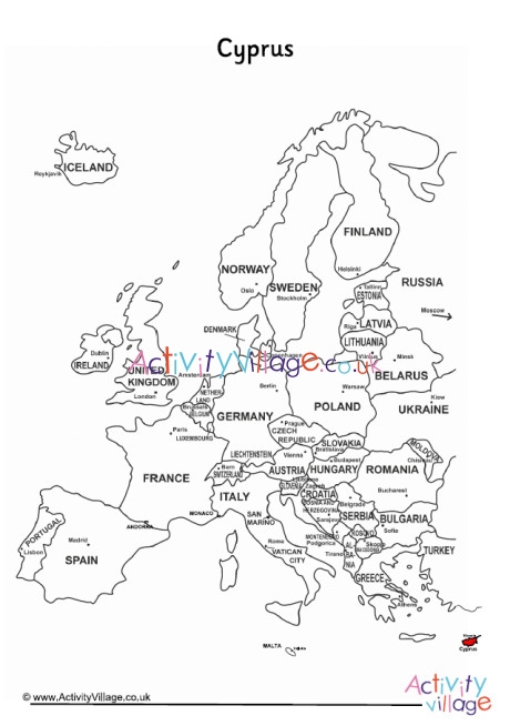 Cyprus on Map of Europe