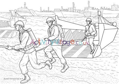 D-Day landings colouring page