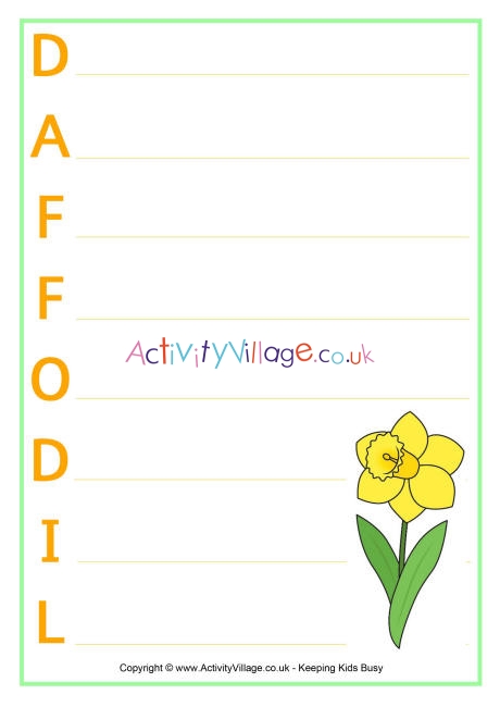 Daffodil acrostic poem printables