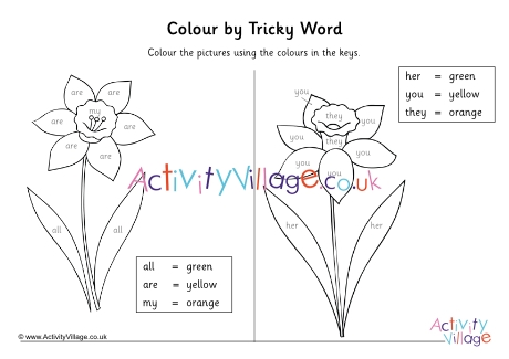 Daffodil colour by tricky words - phase 3