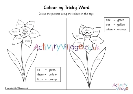 Daffodil colour by tricky words - phase 4