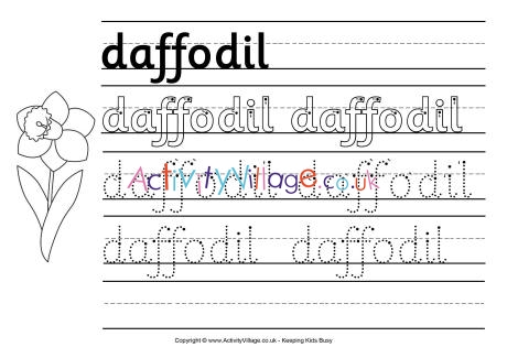 Daffodil handwriting worksheet