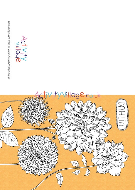 Dahlia Colour Pop Colouring Card
