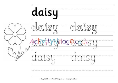 Daisy handwriting worksheet