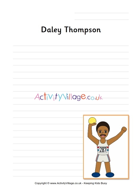 Daley Thompson writing page