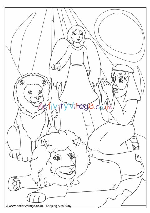 Daniel in the Lions' Den colouring page