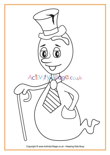Dapper ghost colouring page