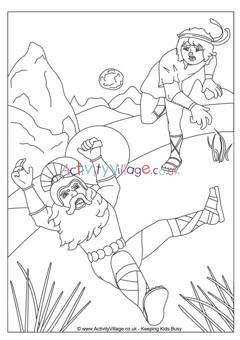David and Goliath colouring page