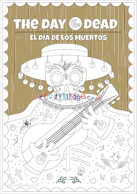 Day of the Dead colour pop colouring page 2
