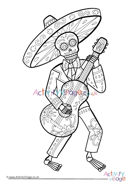 Day of the Dead Colouring Page 2
