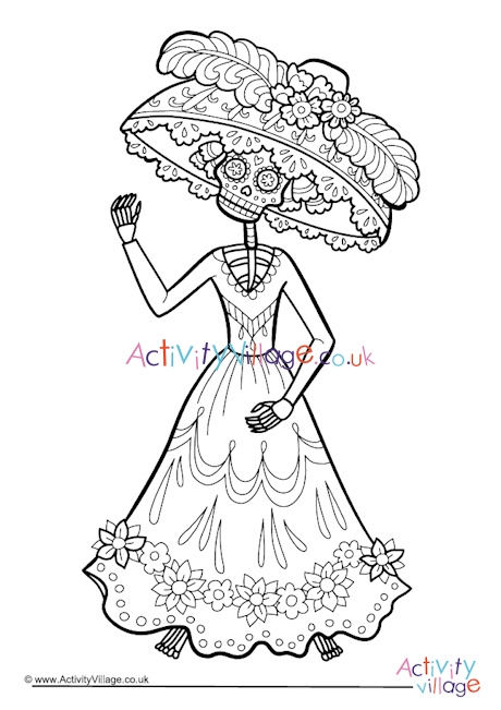 Day of the Dead colouring page 3